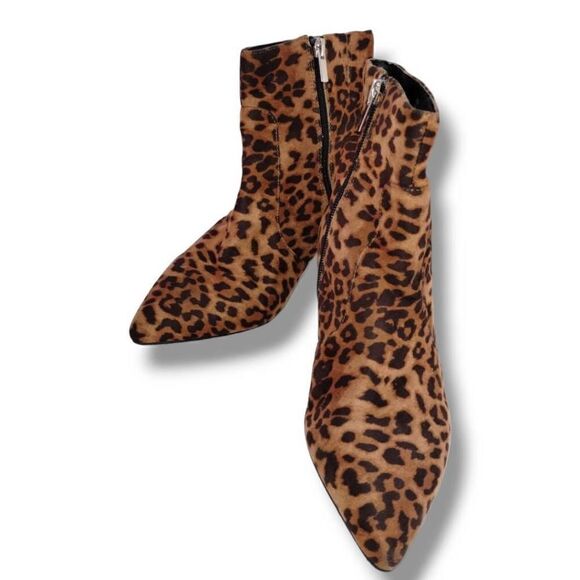 Eloquii Womens Boots Animal Print Sz 8w Browns Faux Suede Ankle Zip Stretch Tab - Picture 1 of 14